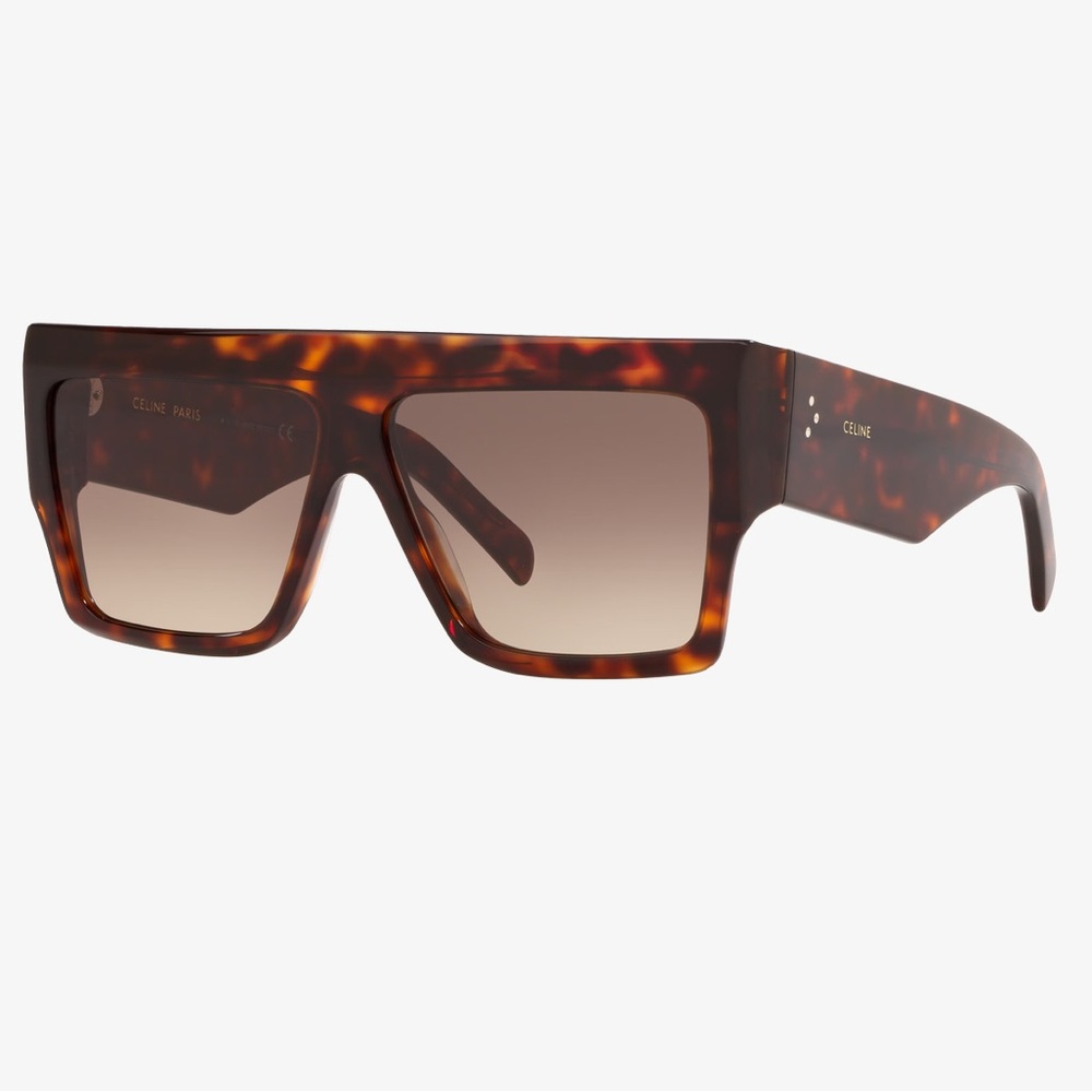 CELINE CL40092I - Tortoise - Chunky Rectangle Acetate Sunglasses